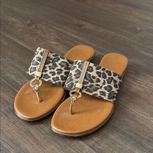 Italian Shoemakers Brown Sandals Leopard Print
